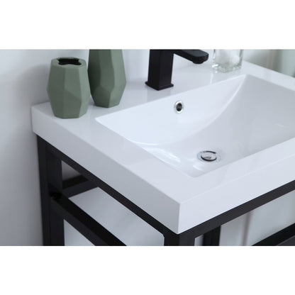 24 inch Single Bathroom Metal Vanity in Black
