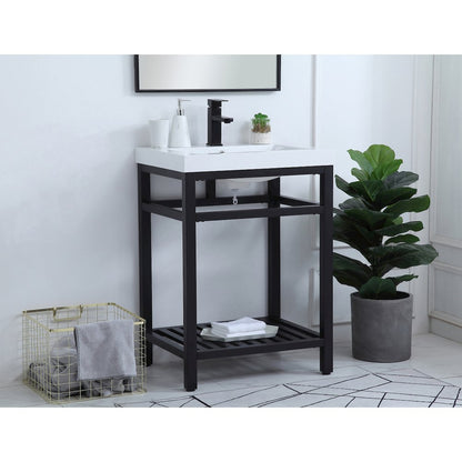 24 inch Single Bathroom Metal Vanity in Black