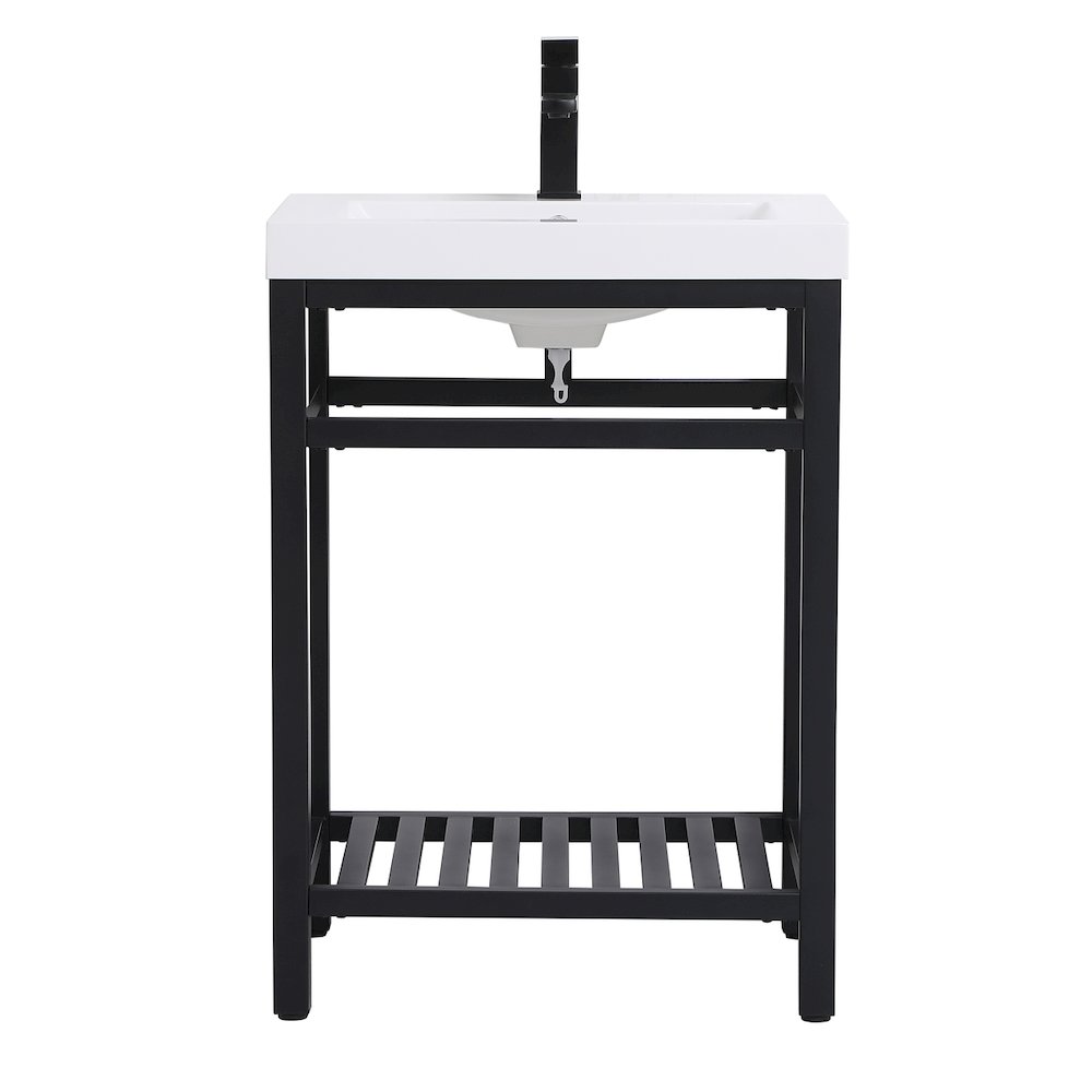 24 inch Single Bathroom Metal Vanity in Black