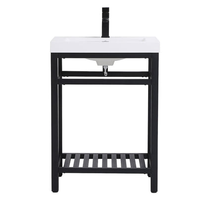 24 inch Single Bathroom Metal Vanity in Black