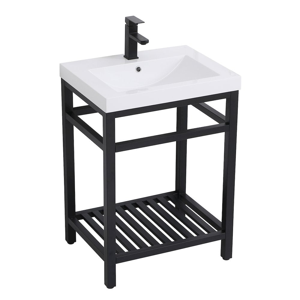 24 inch Single Bathroom Metal Vanity in Black