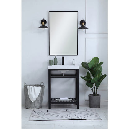 24 inch Single Bathroom Metal Vanity in Black