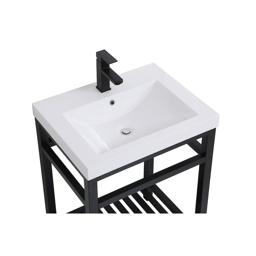 24 inch Single Bathroom Metal Vanity in Black