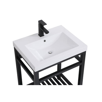 24 inch Single Bathroom Metal Vanity in Black