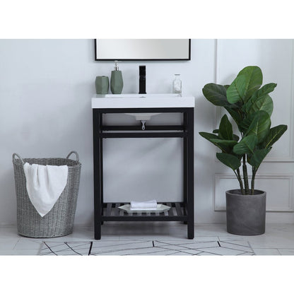 24 inch Single Bathroom Metal Vanity in Black