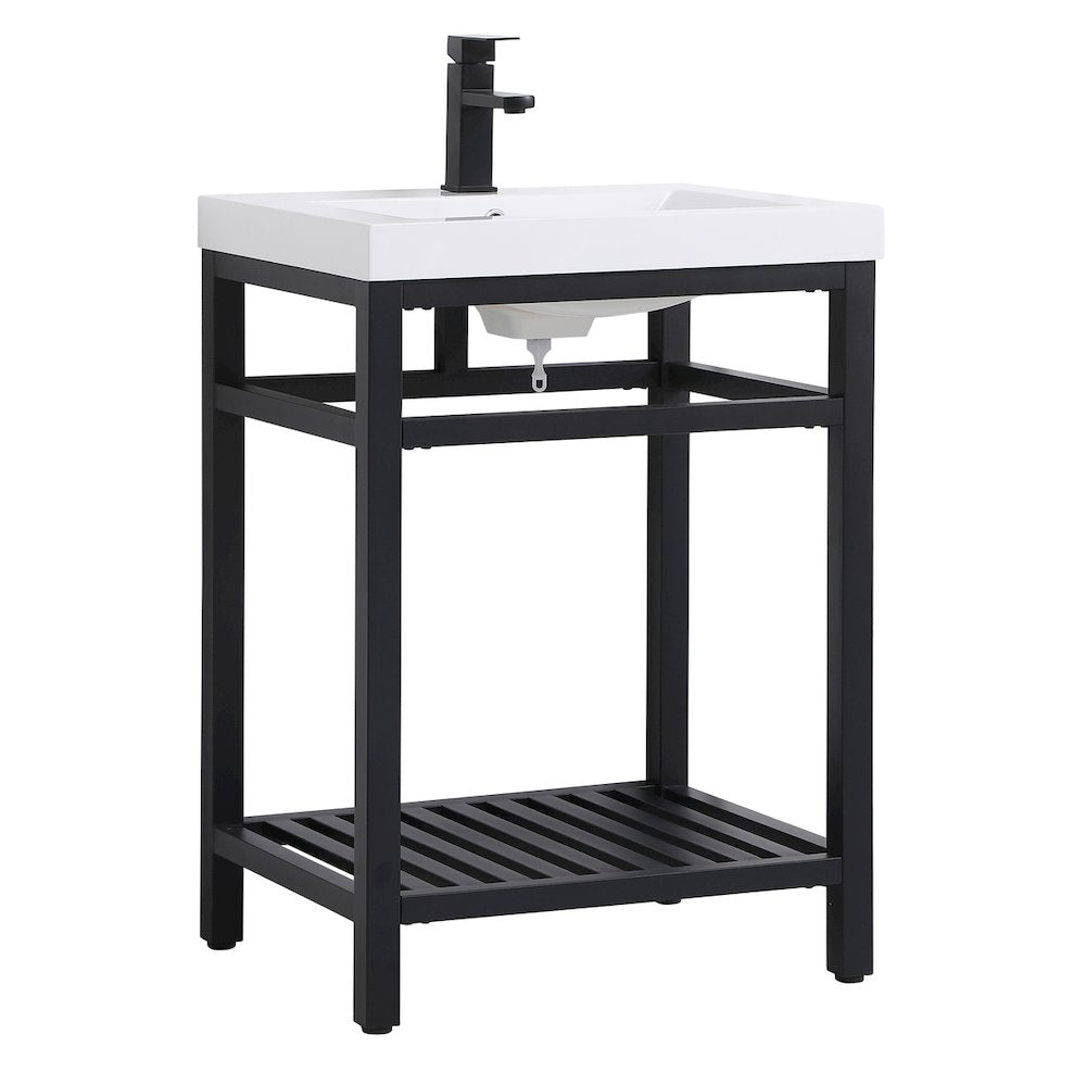 24 inch Single Bathroom Metal Vanity in Black