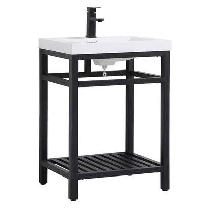 24 inch Single Bathroom Metal Vanity in Black