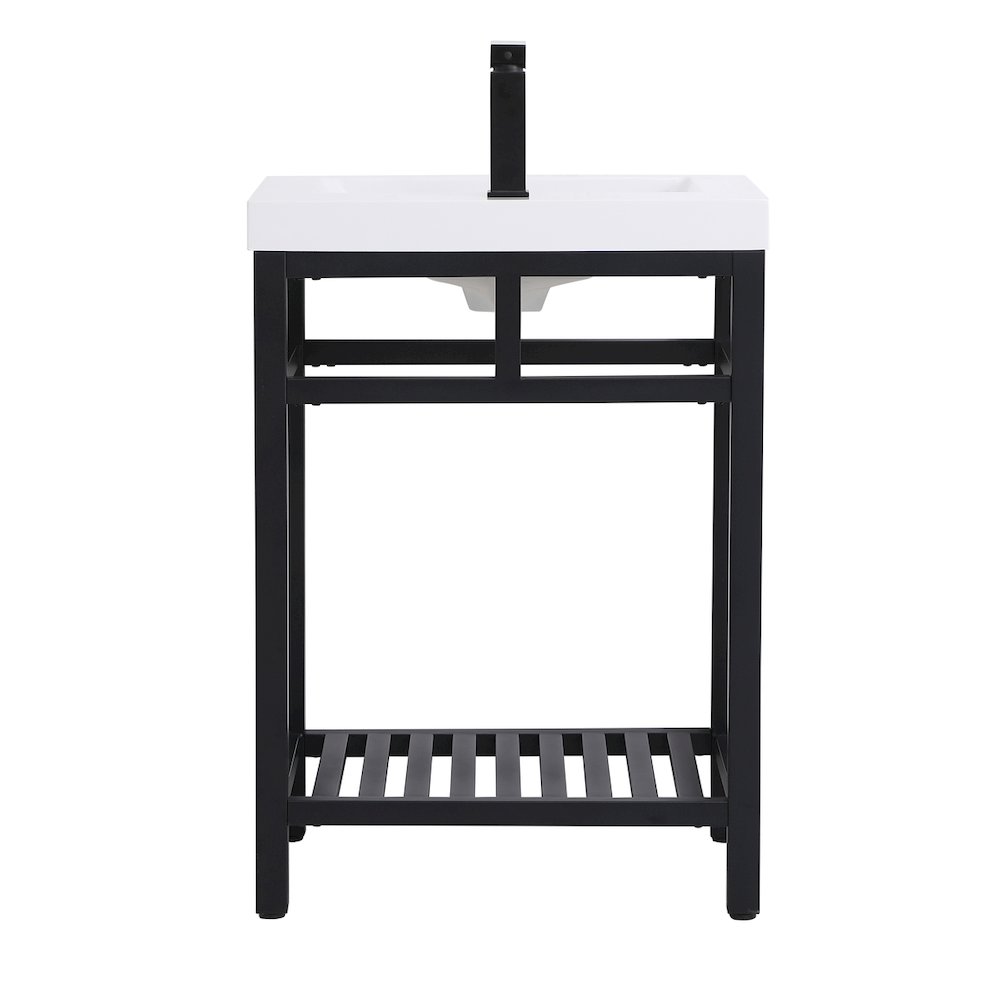 24 inch Single Bathroom Metal Vanity in Black