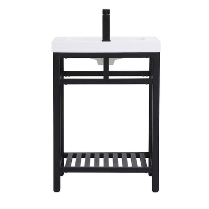 24 inch Single Bathroom Metal Vanity in Black