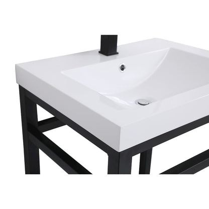 24 inch Single Bathroom Metal Vanity in Black