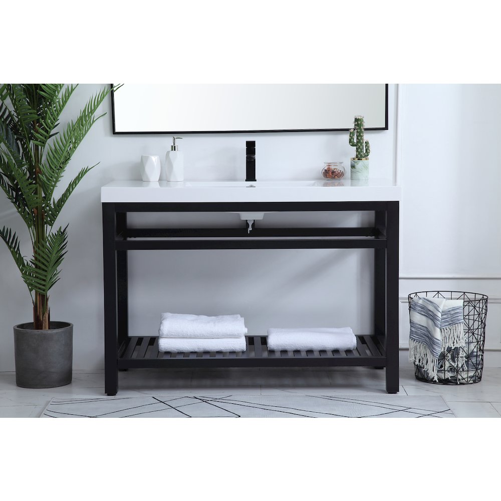 48 inch Single Bathroom Metal Vanity in Black