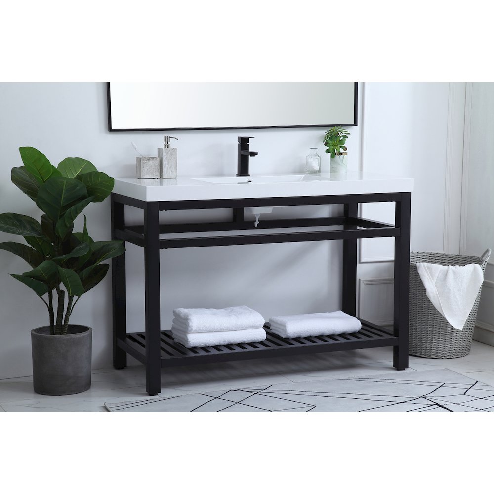 48 inch Single Bathroom Metal Vanity in Black