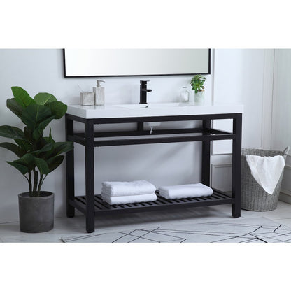 48 inch Single Bathroom Metal Vanity in Black