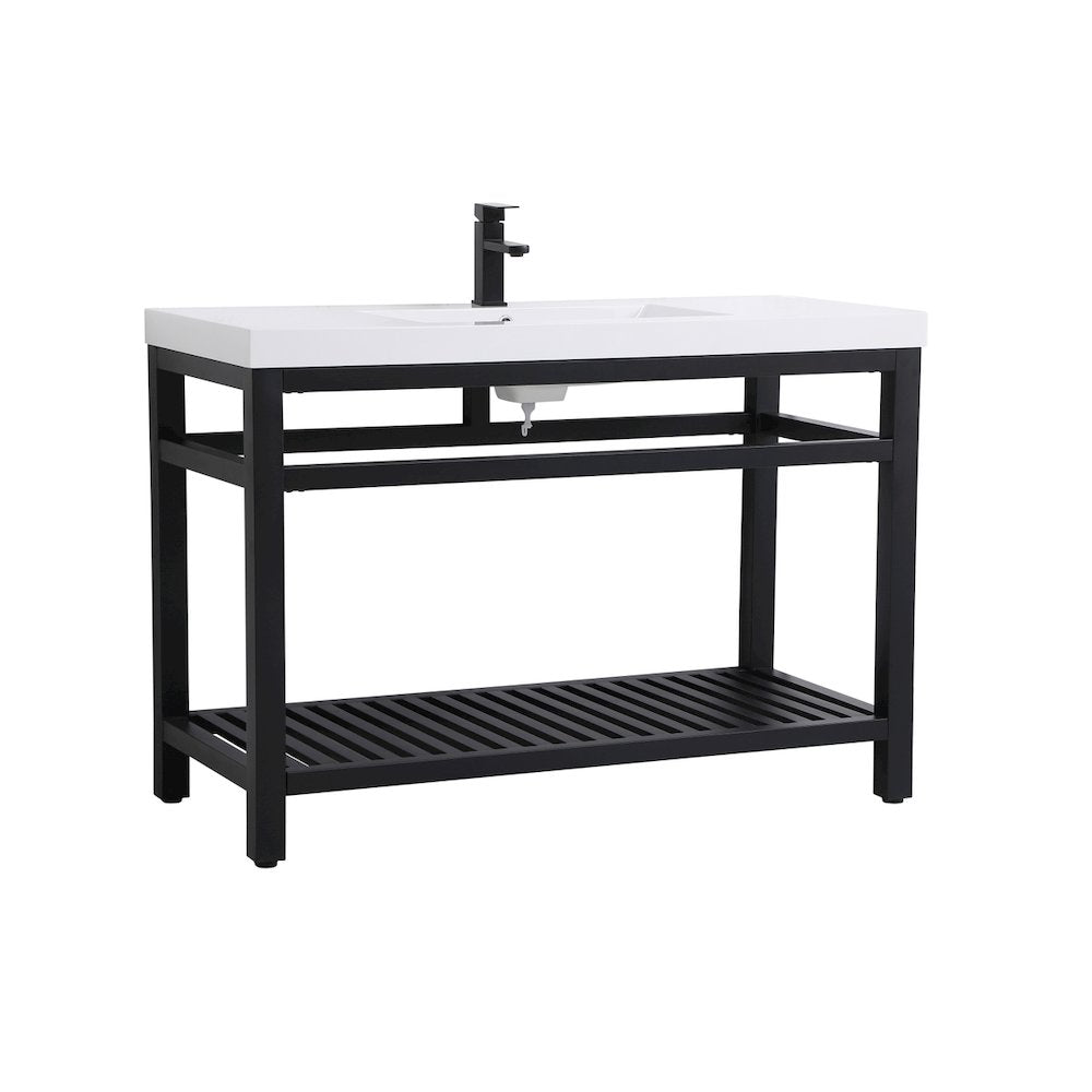 48 inch Single Bathroom Metal Vanity in Black