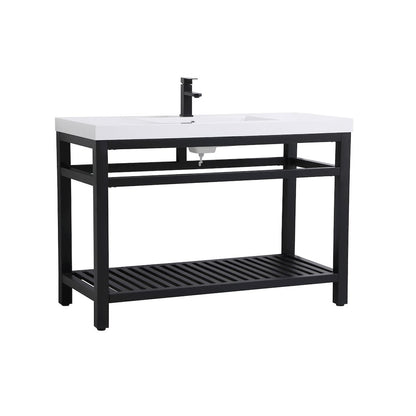 48 inch Single Bathroom Metal Vanity in Black
