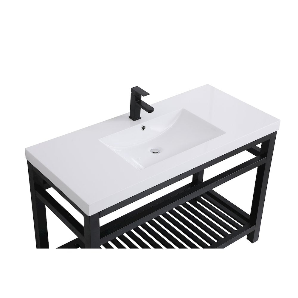 48 inch Single Bathroom Metal Vanity in Black
