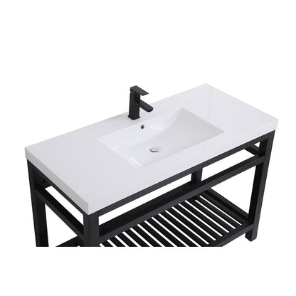 48 inch Single Bathroom Metal Vanity in Black