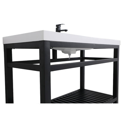 48 inch Single Bathroom Metal Vanity in Black