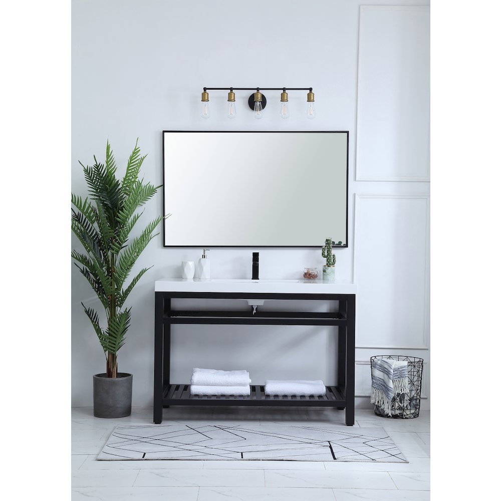48 inch Single Bathroom Metal Vanity in Black