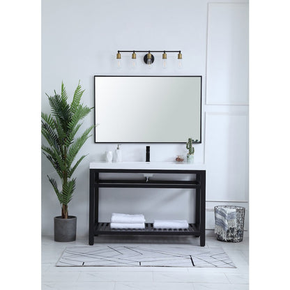 48 inch Single Bathroom Metal Vanity in Black