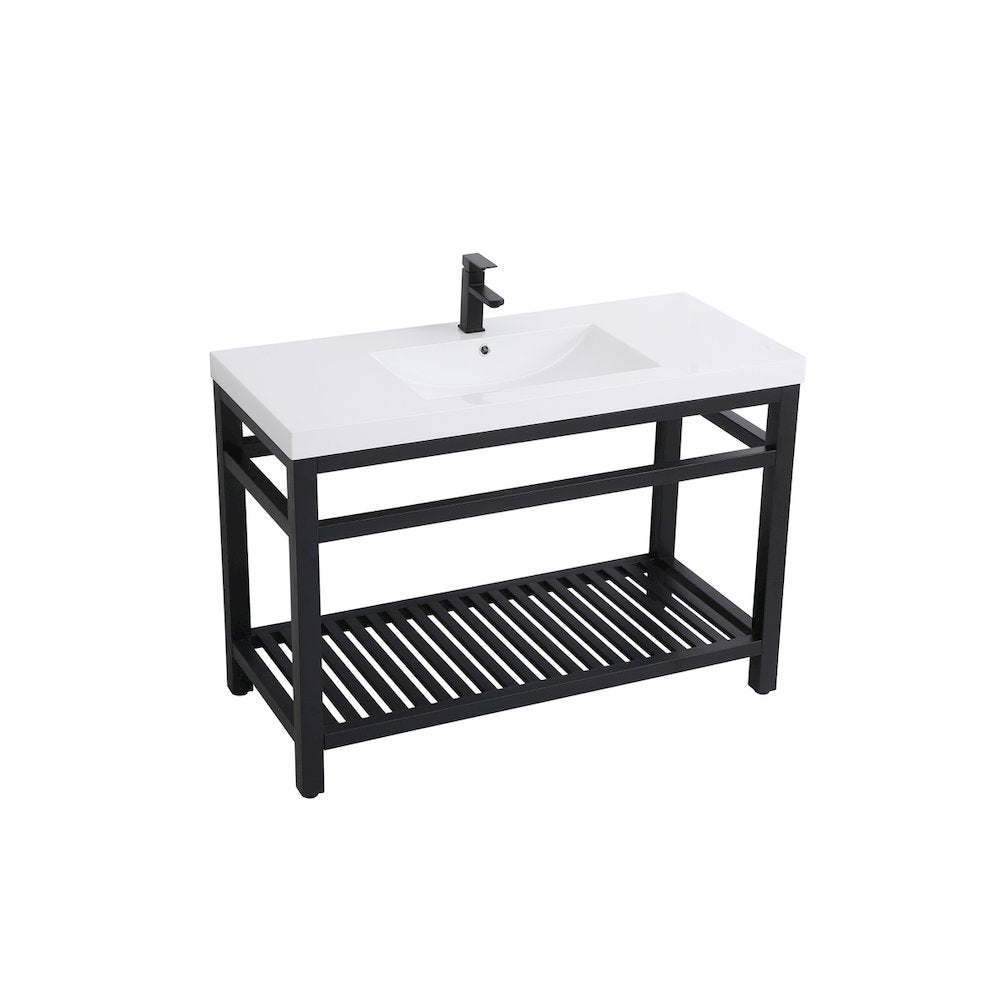 48 inch Single Bathroom Metal Vanity in Black
