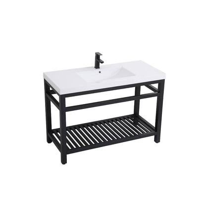 48 inch Single Bathroom Metal Vanity in Black
