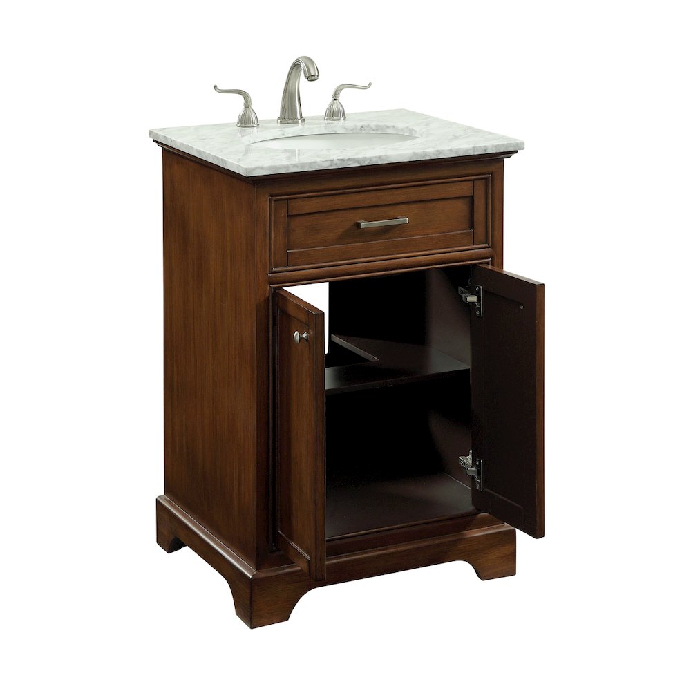 24 In. Single Bathroom Vanity Set In Teak
