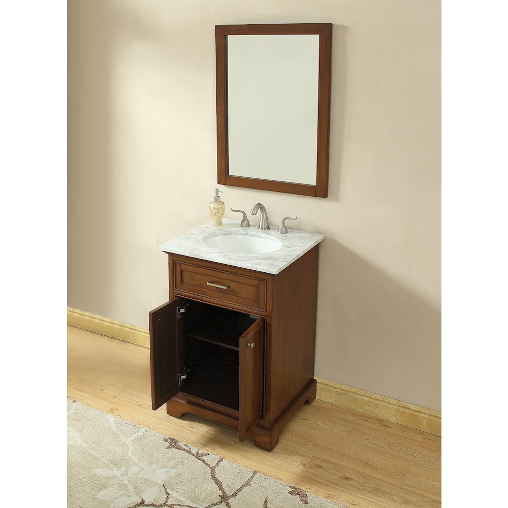 24 In. Single Bathroom Vanity Set In Teak