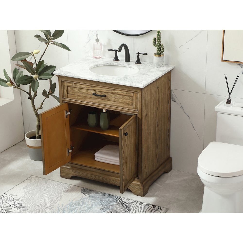 30 inch Single bathroom vanity in driftwood