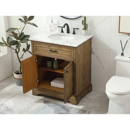 30 inch Single bathroom vanity in driftwood