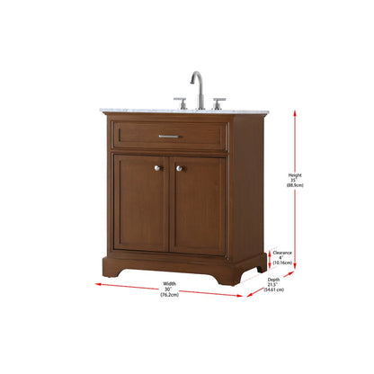 30 In. Single Bathroom Vanity Set In Teak