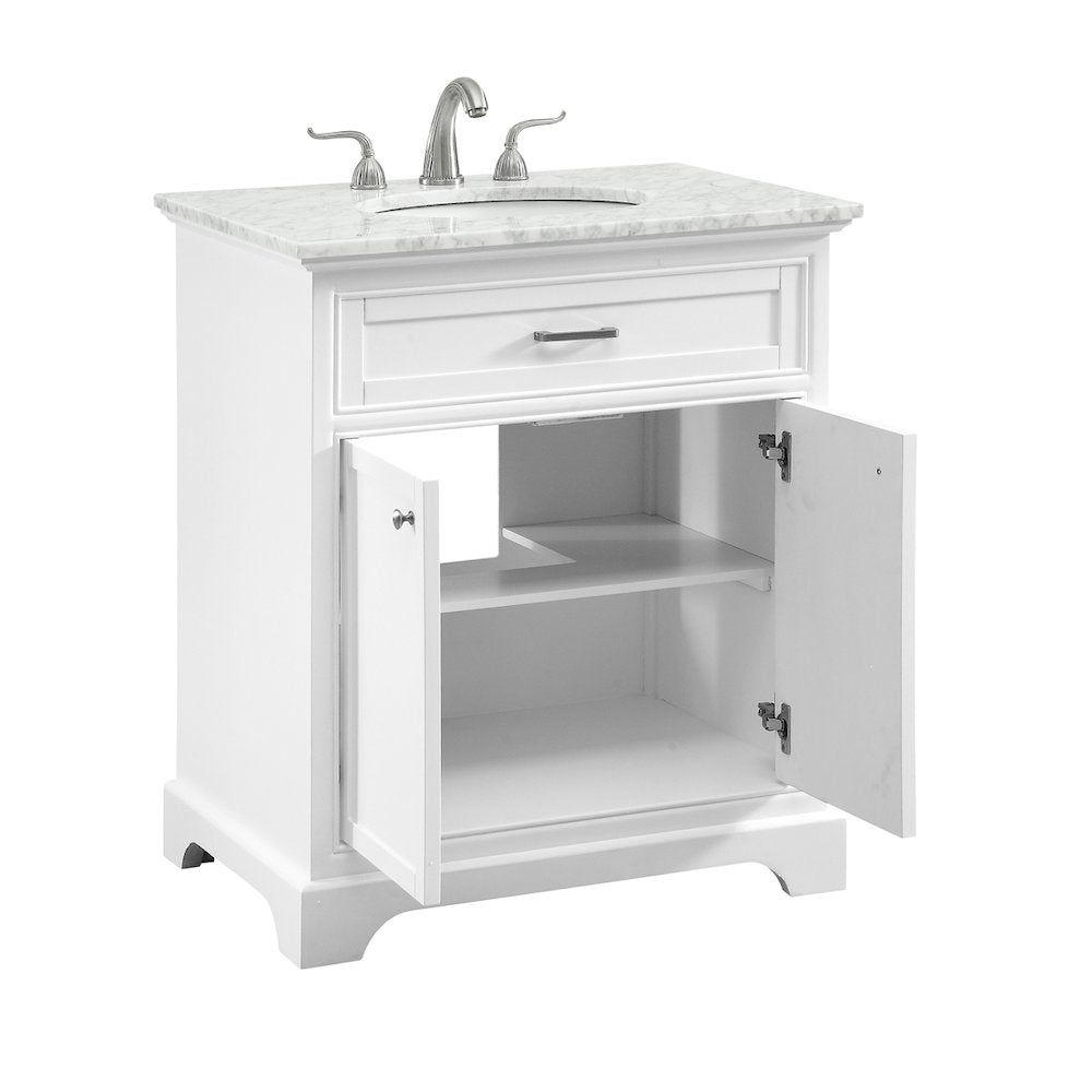 30 In. Single Bathroom Vanity Set In White