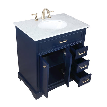 32 inch Single bathroom vanity in Blue