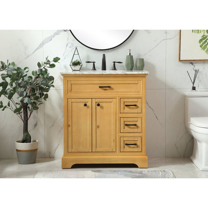 32 inch Single bathroom vanity in natural wood