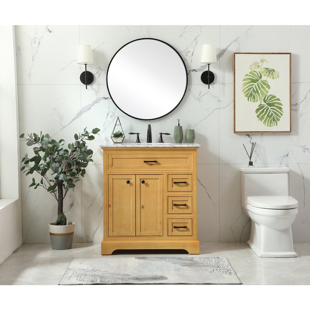 32 inch Single bathroom vanity in natural wood
