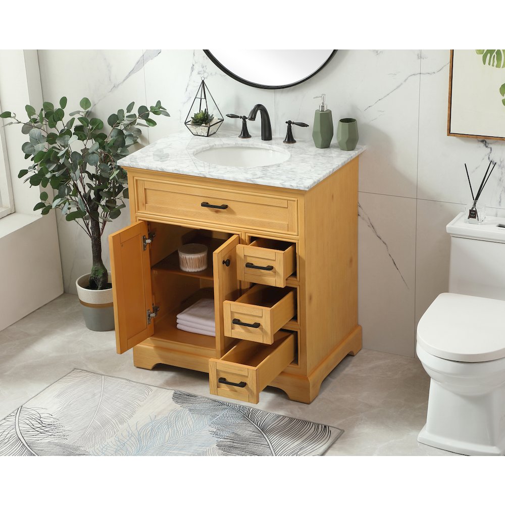 32 inch Single bathroom vanity in natural wood