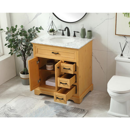 32 inch Single bathroom vanity in natural wood