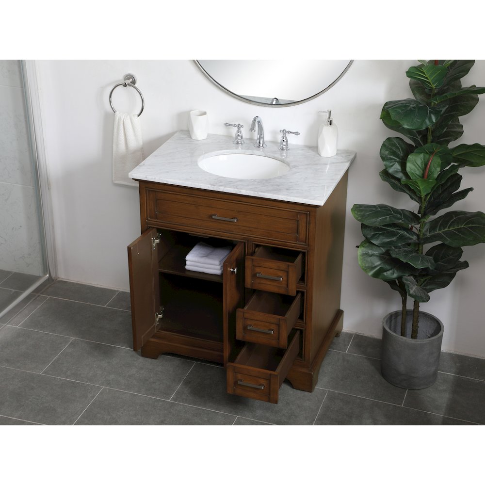 32 inch Single bathroom vanity in Teak