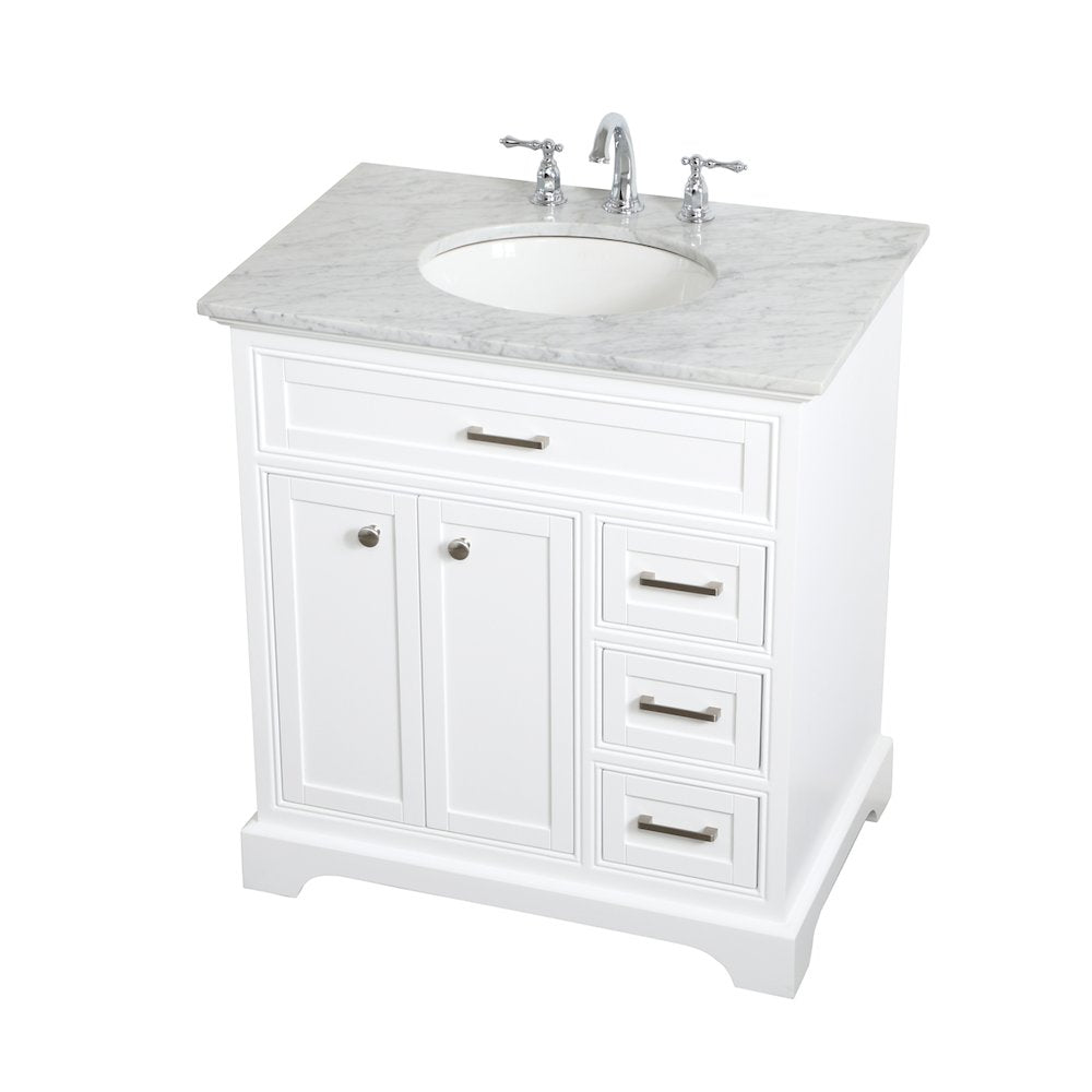 32 inch Single bathroom vanity in white