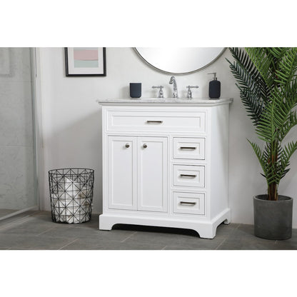 32 inch Single bathroom vanity in white