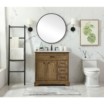 36 inch Single bathroom vanity in driftwood