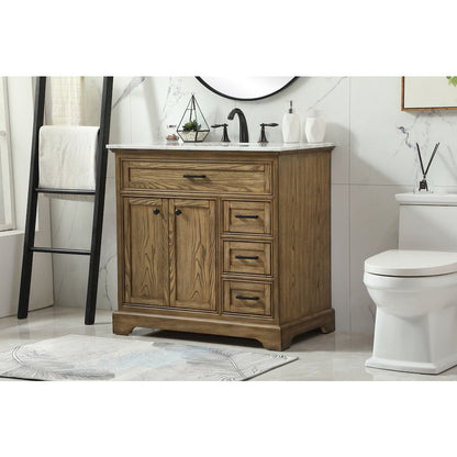 36 inch Single bathroom vanity in driftwood