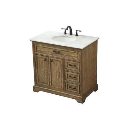 36 inch Single bathroom vanity in driftwood