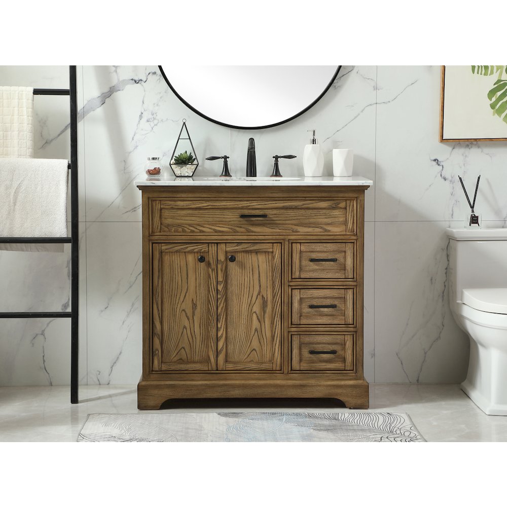 36 inch Single bathroom vanity in driftwood