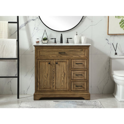 36 inch Single bathroom vanity in driftwood