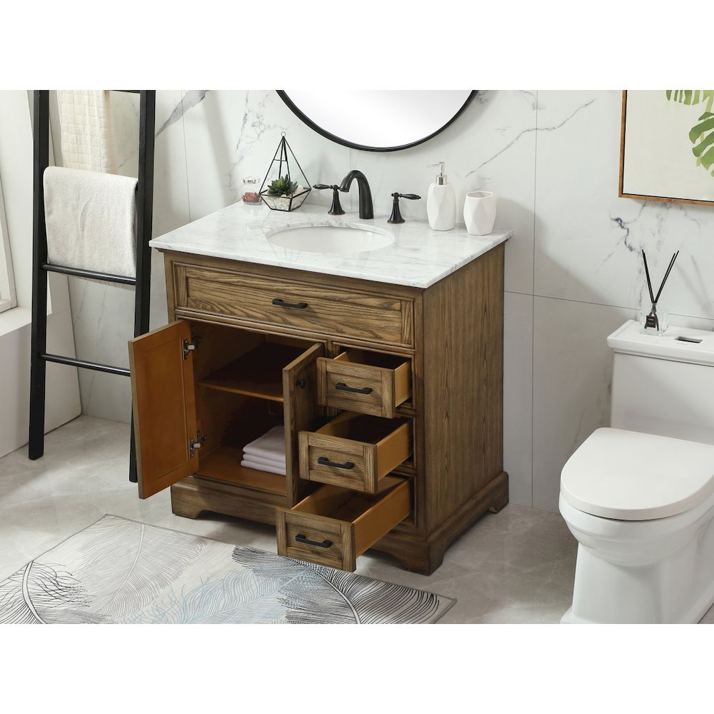 36 inch Single bathroom vanity in driftwood
