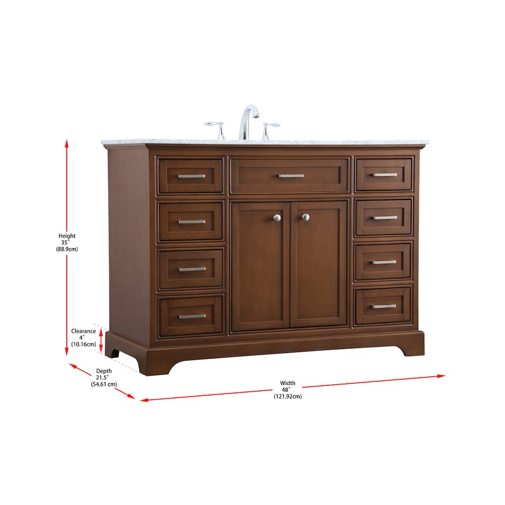 48 In. Single Bathroom Vanity Set In Teak