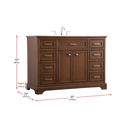 48 In. Single Bathroom Vanity Set In Teak