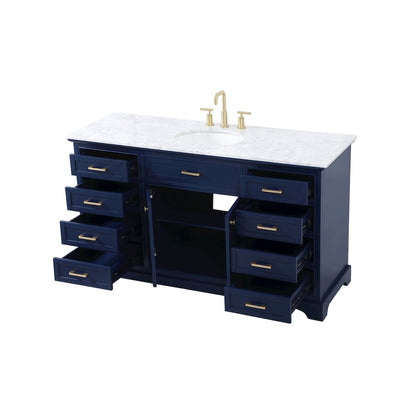 60 inch Single bathroom vanity in blue