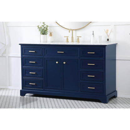 60 inch Single bathroom vanity in blue